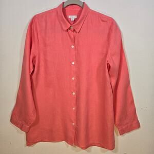 J Jill Women's Pink Love Linen Shirt. Size Medium